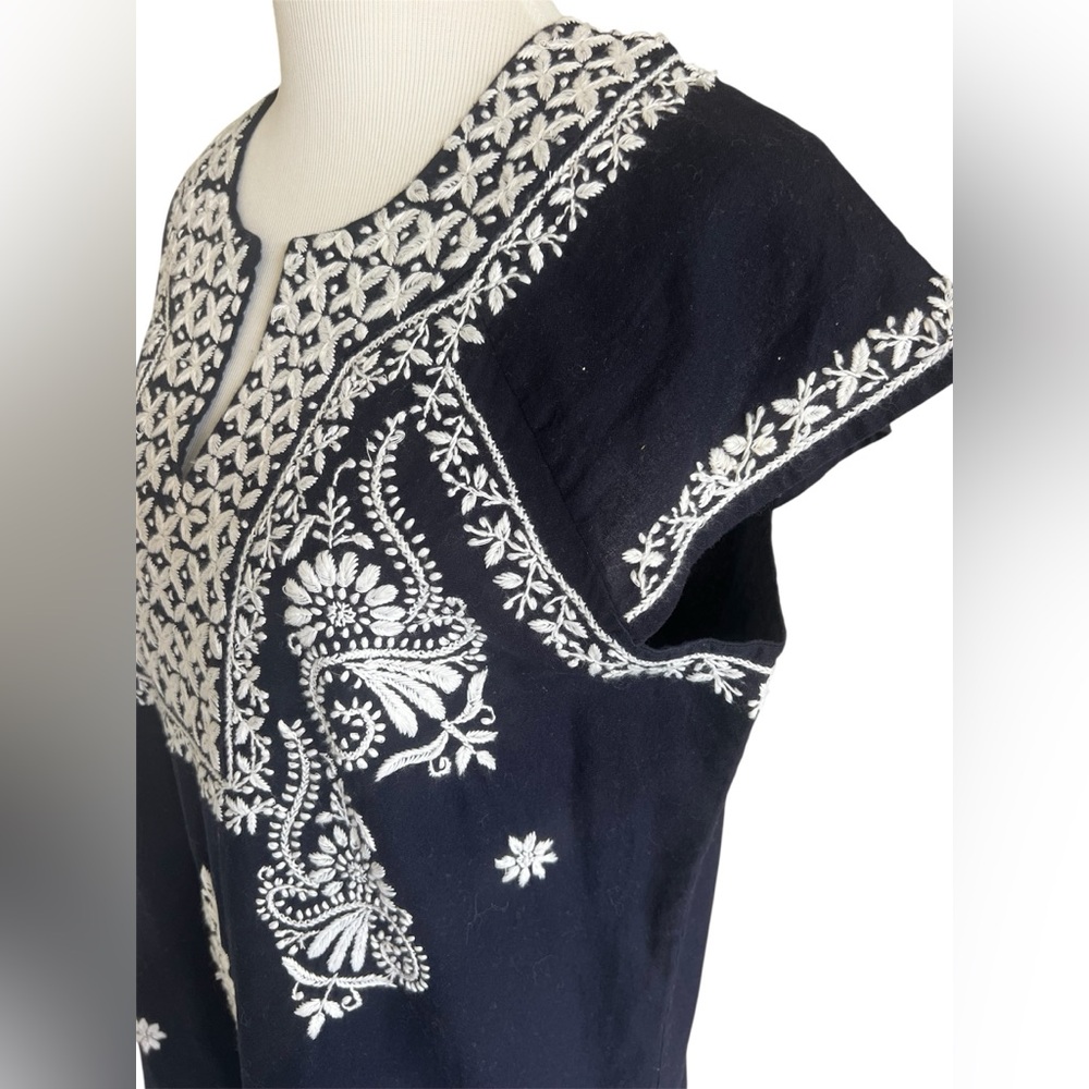 New w/ Tags Roller Rabbit Embroidered Dress Faith Size L Blue White Cotton - Picture 7 of 15